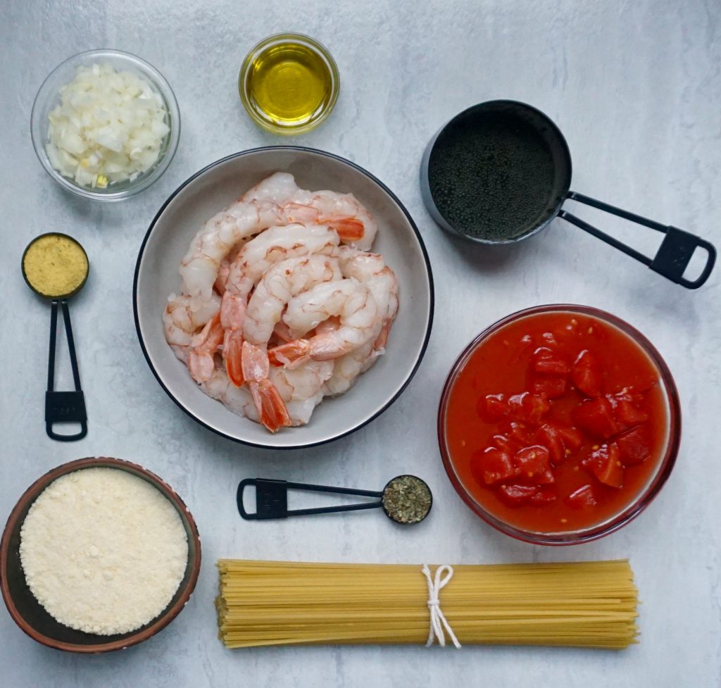 Ingredients for Shrimp with Tomato Wine Sauce