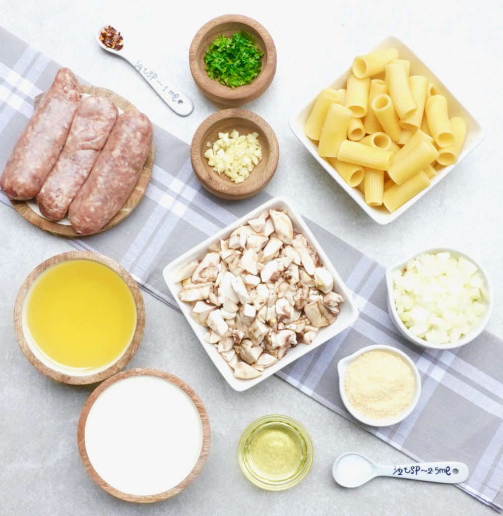 Creamy Mushroom Sausage Rigatoni