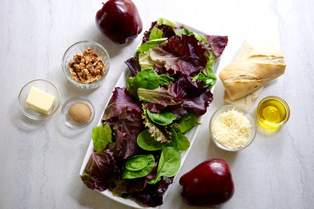 Apple Walnut Salad with Cheddar Croutons