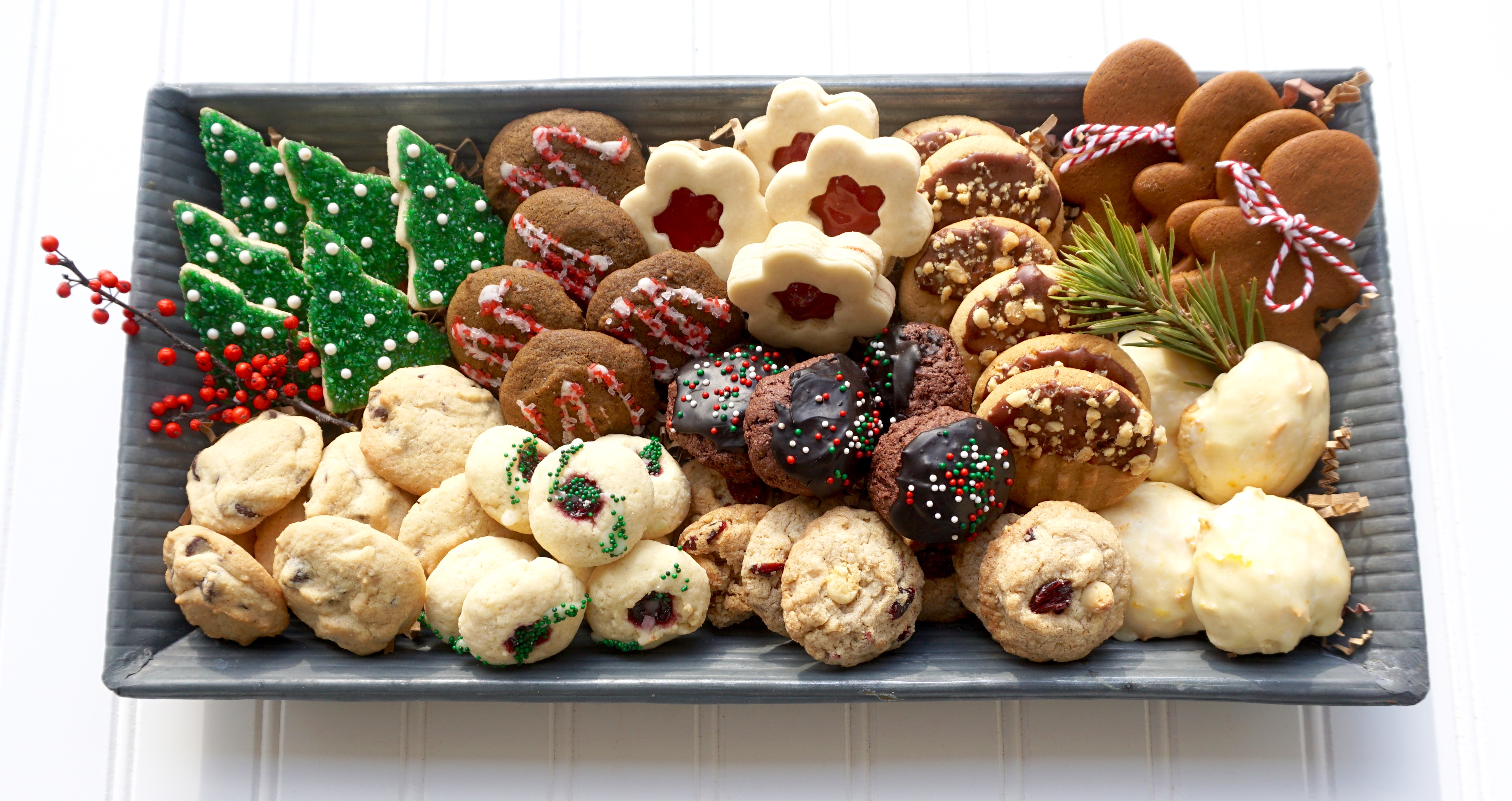 Holiday Cookie Tray Is An Assortment Of Several Cookies