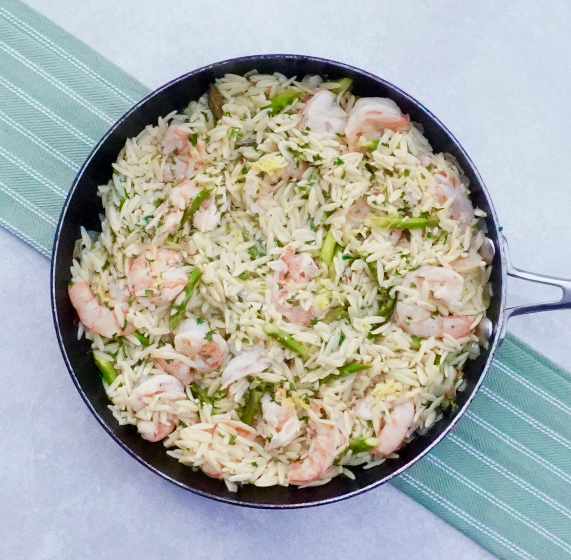 Lemon Shrimp Orzo with Asparagus Pasta Recipe