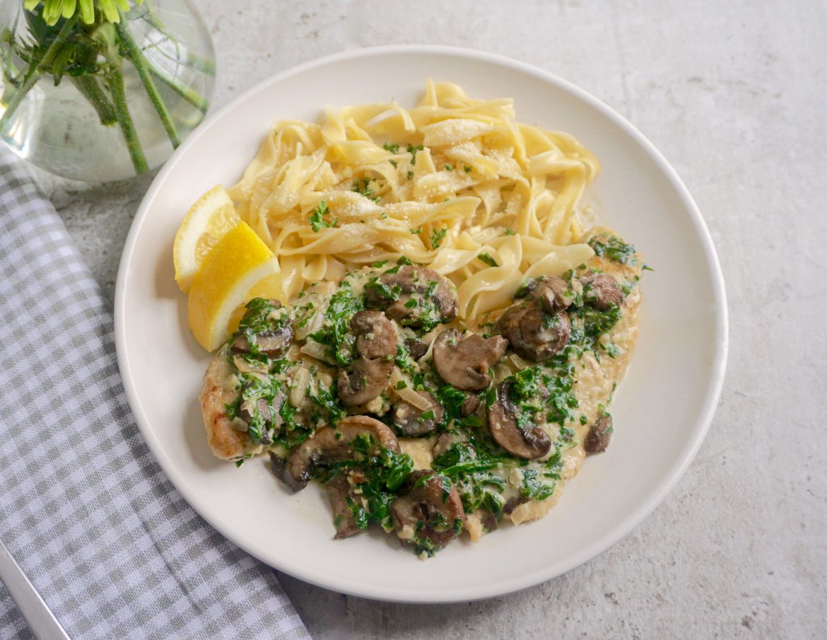Creamy Mushroom Spinach Chicken - AnotherTablespoon