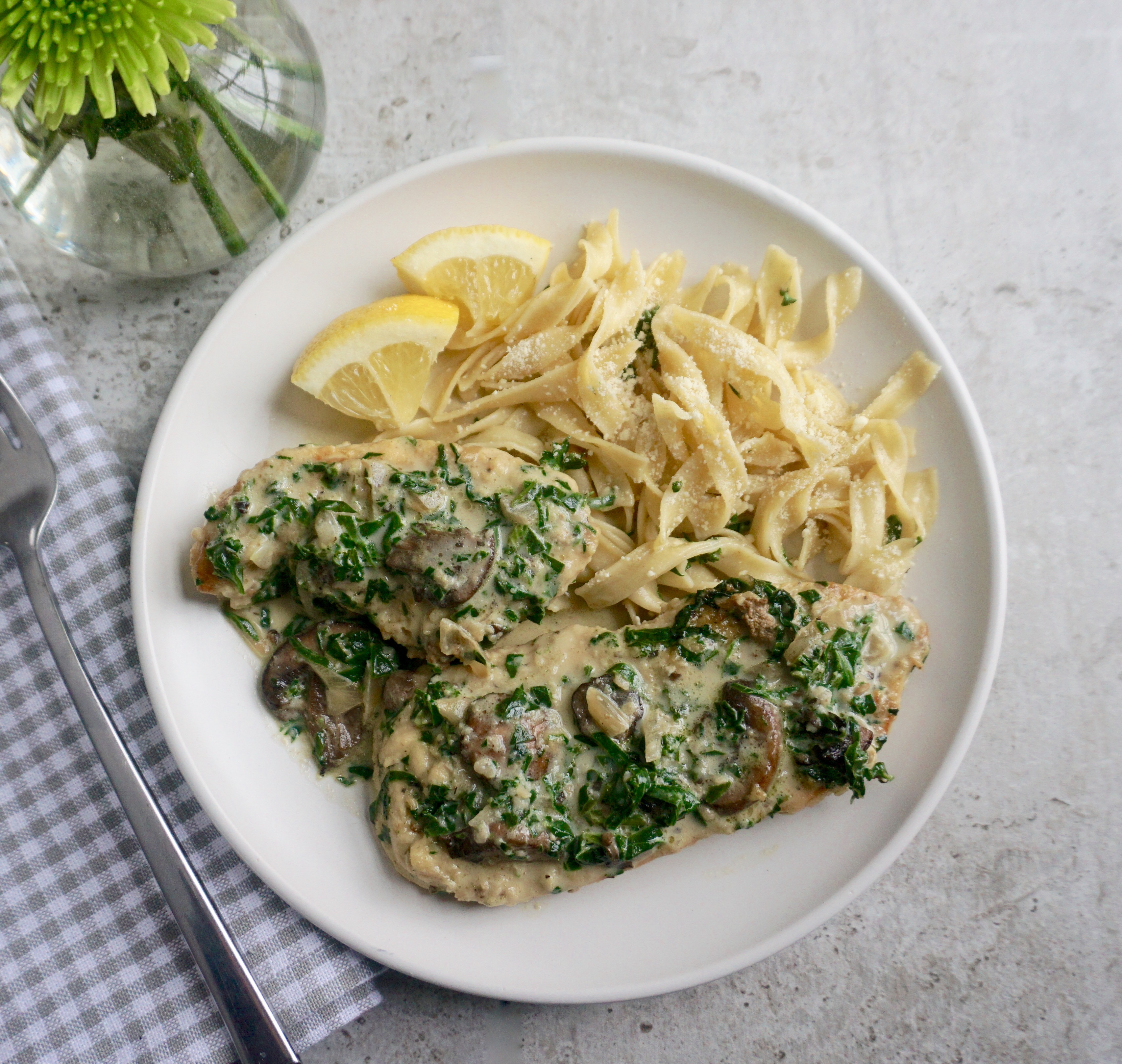 Creamy Mushroom Spinach Chicken - AnotherTablespoon