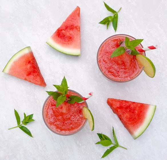 Watermelon Cooler is a slushy watermelon and cucumber drink with mint