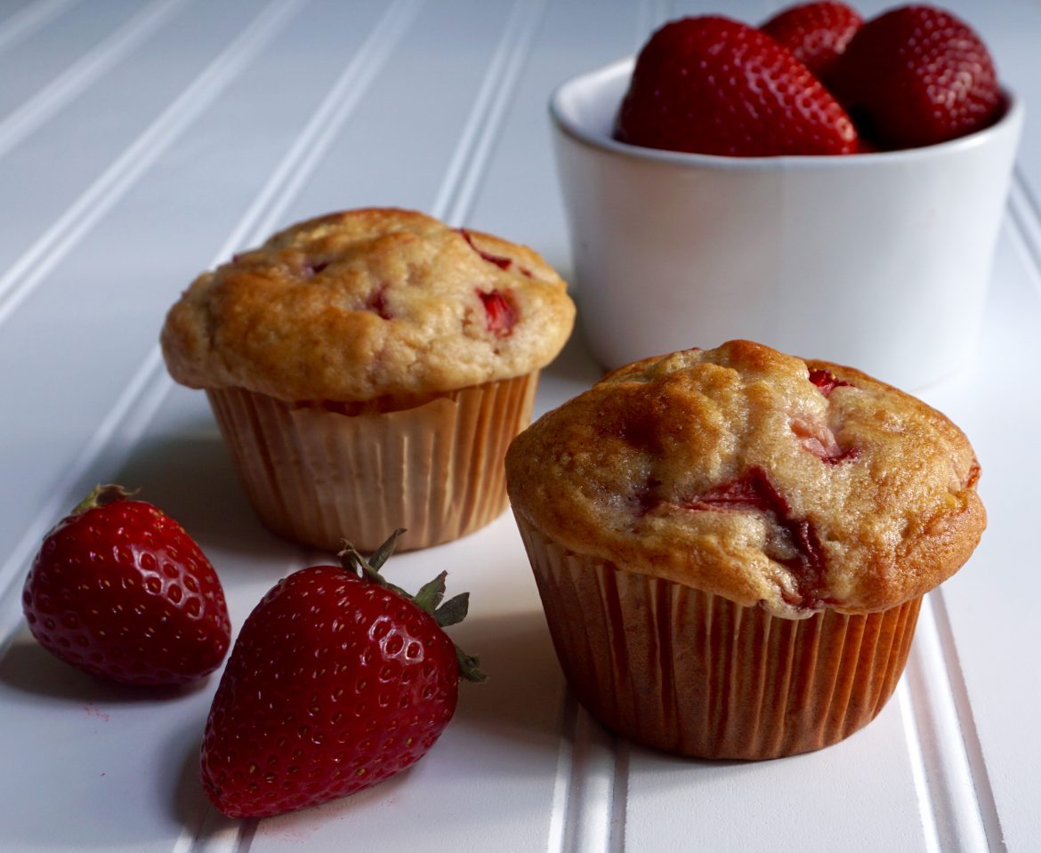 Strawberry Banana Muffins are fruit filled, moist and easy to make