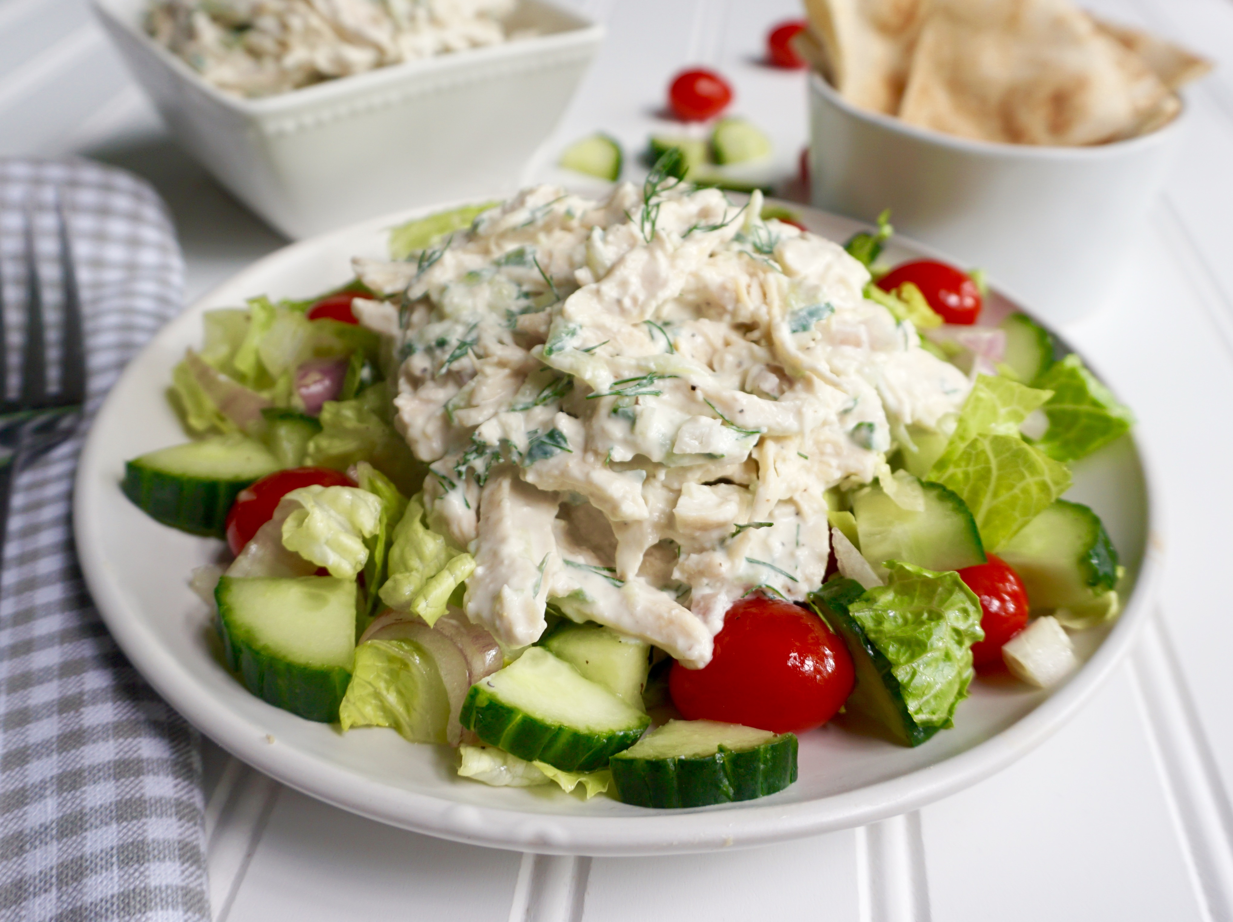 Tzatziki Chicken Salad is healthy, creamy and full of fresh flavors