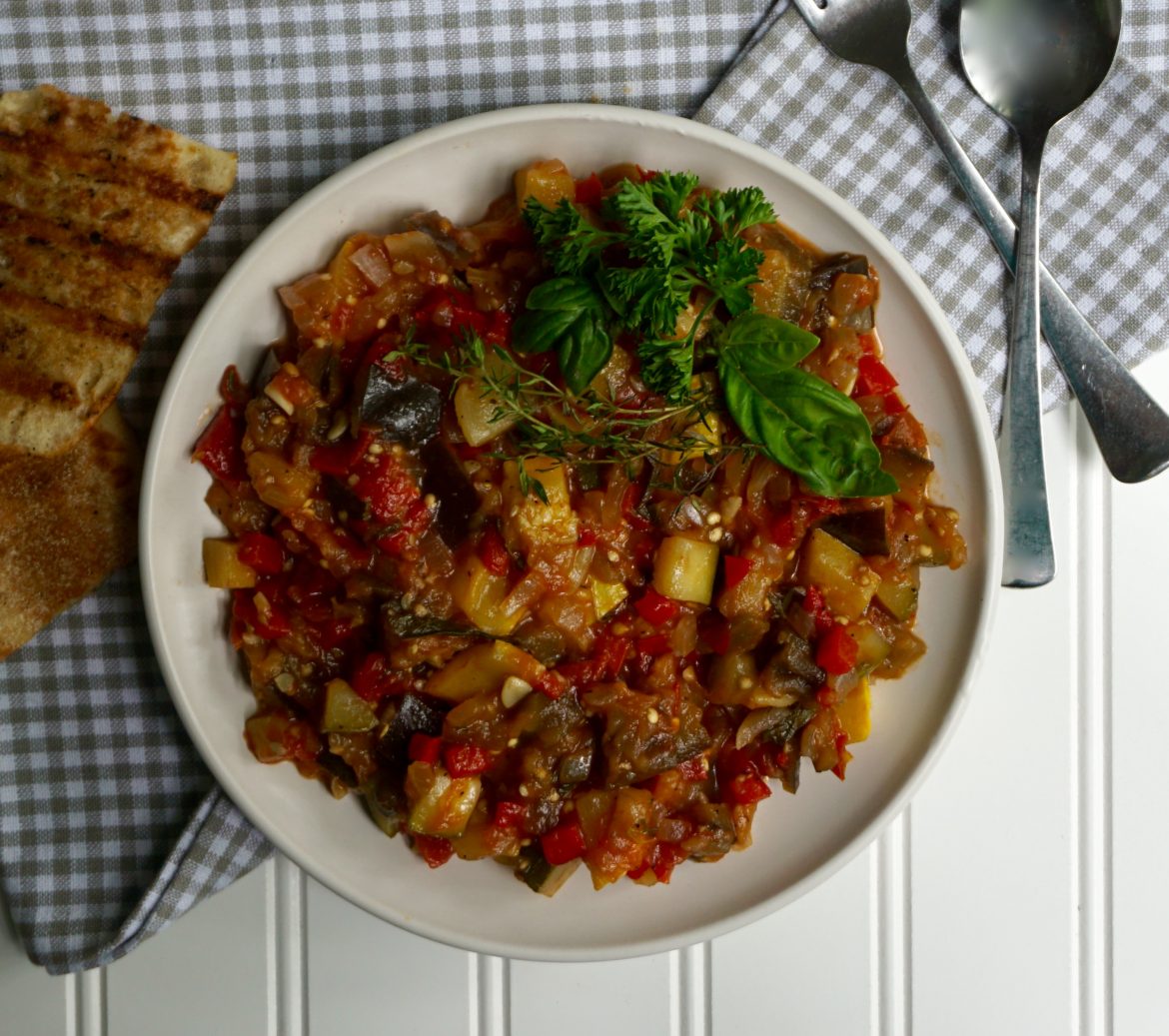 Ratatouille is a classic french vegetable stew of fresh summer vegetables.