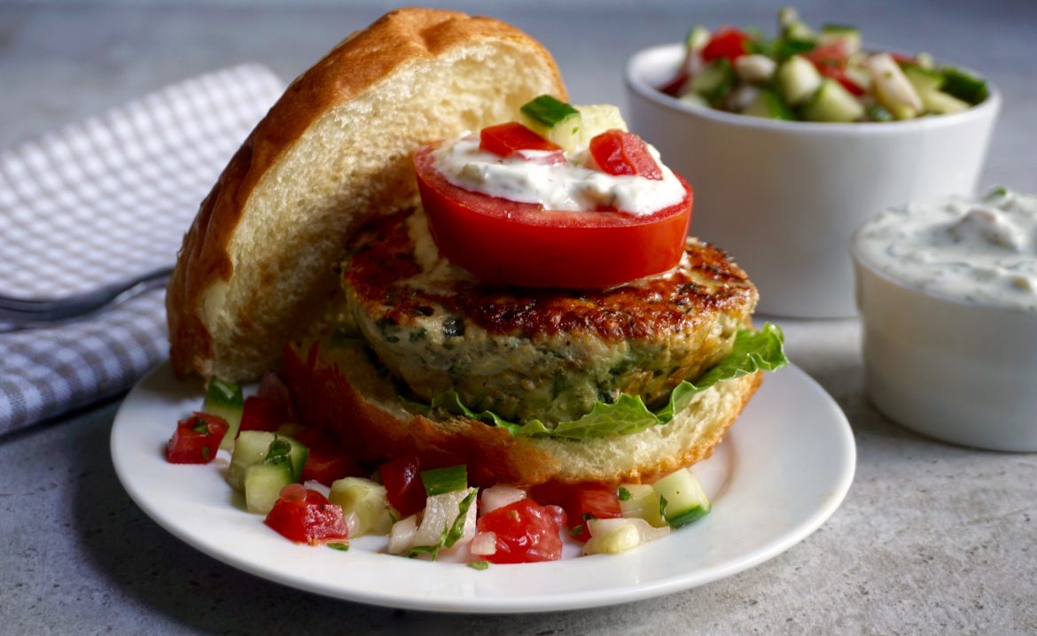 Chicken Spinach Feta Burger AnotherTablespoon