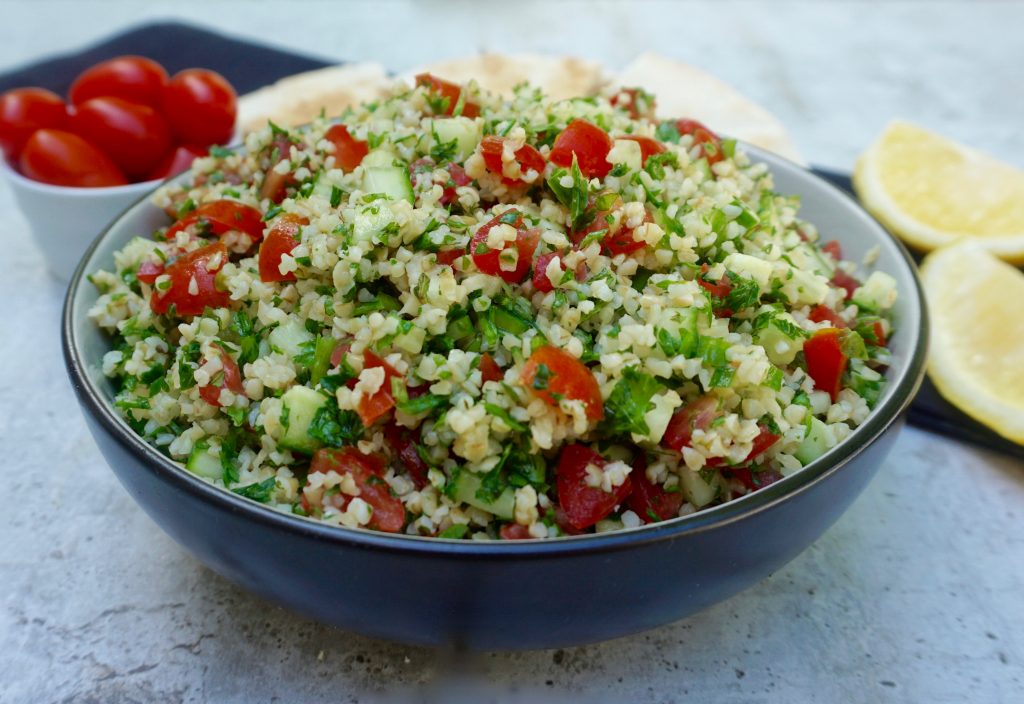 Tabouleh is a vegetable salad made with bulgar wheat.