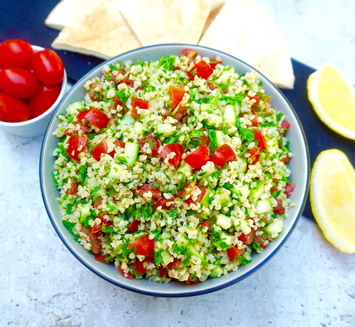 Tabouleh is a vegetable salad made with bulgar wheat.
