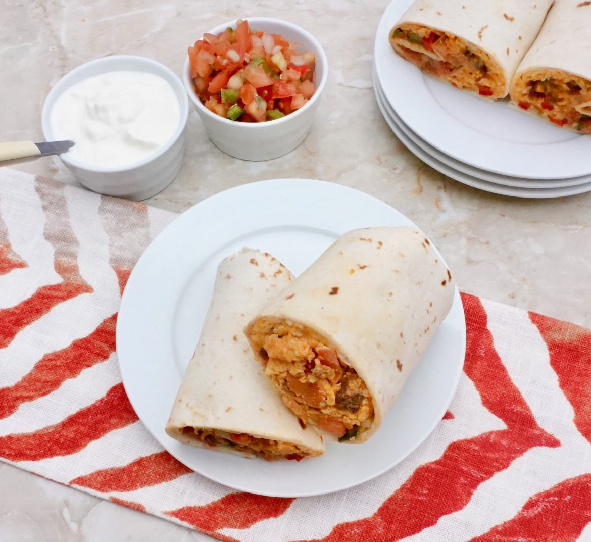 Chorizo Breakfast Burrito with Egg, Cheese and Beans