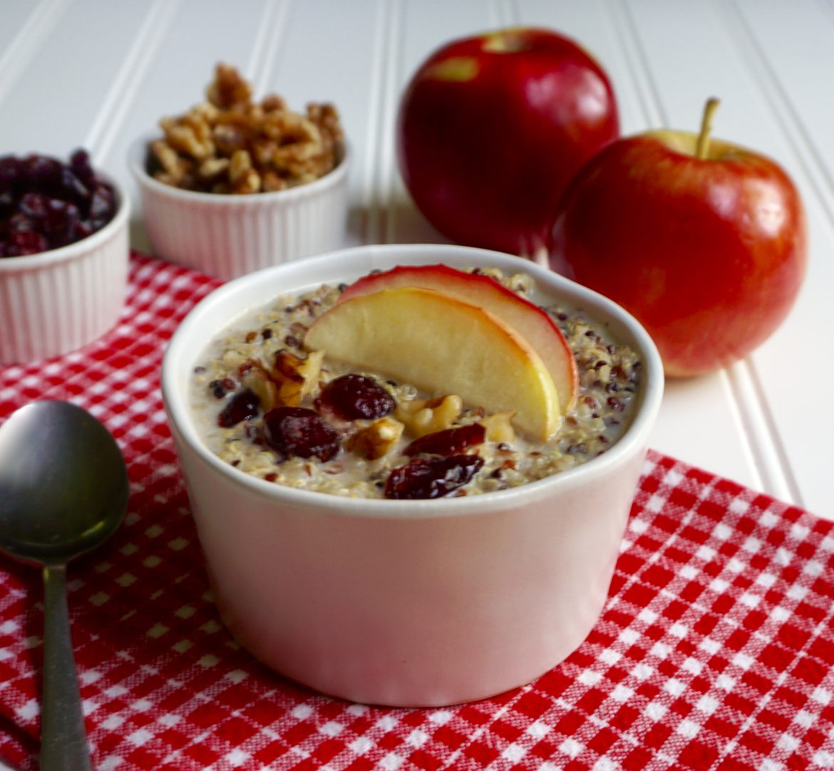 Apple Cinnamon Quinoa is a healthy breakfast dish.
