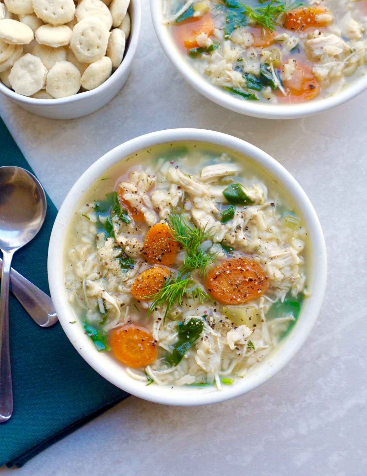Chicken Brown Rice Soup is hearty, comforting and healthy