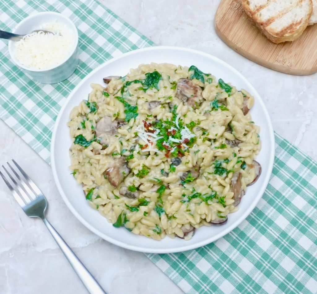 Spinach Mushroom Orzo