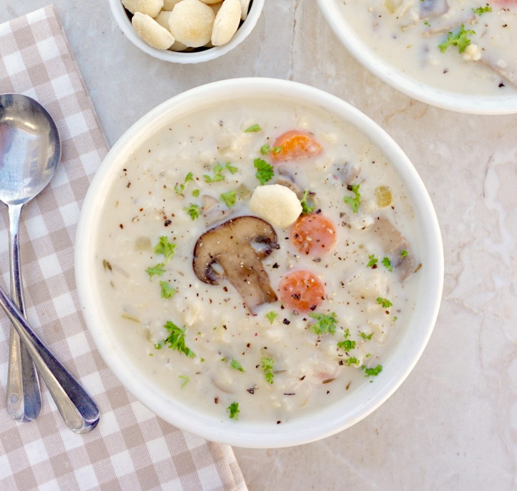 Creamy Mushroom Rice Soup - AnotherTablespoon