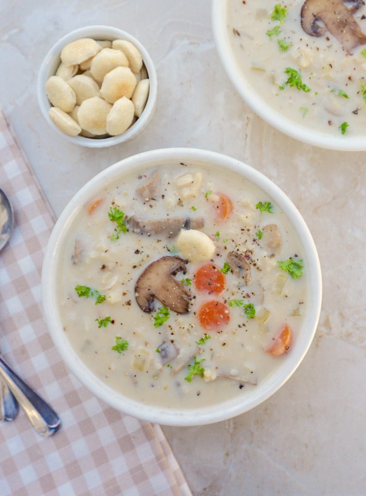 Creamy Mushroom Rice Soup - AnotherTablespoon