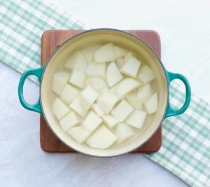 Cubed Potatoes in pan