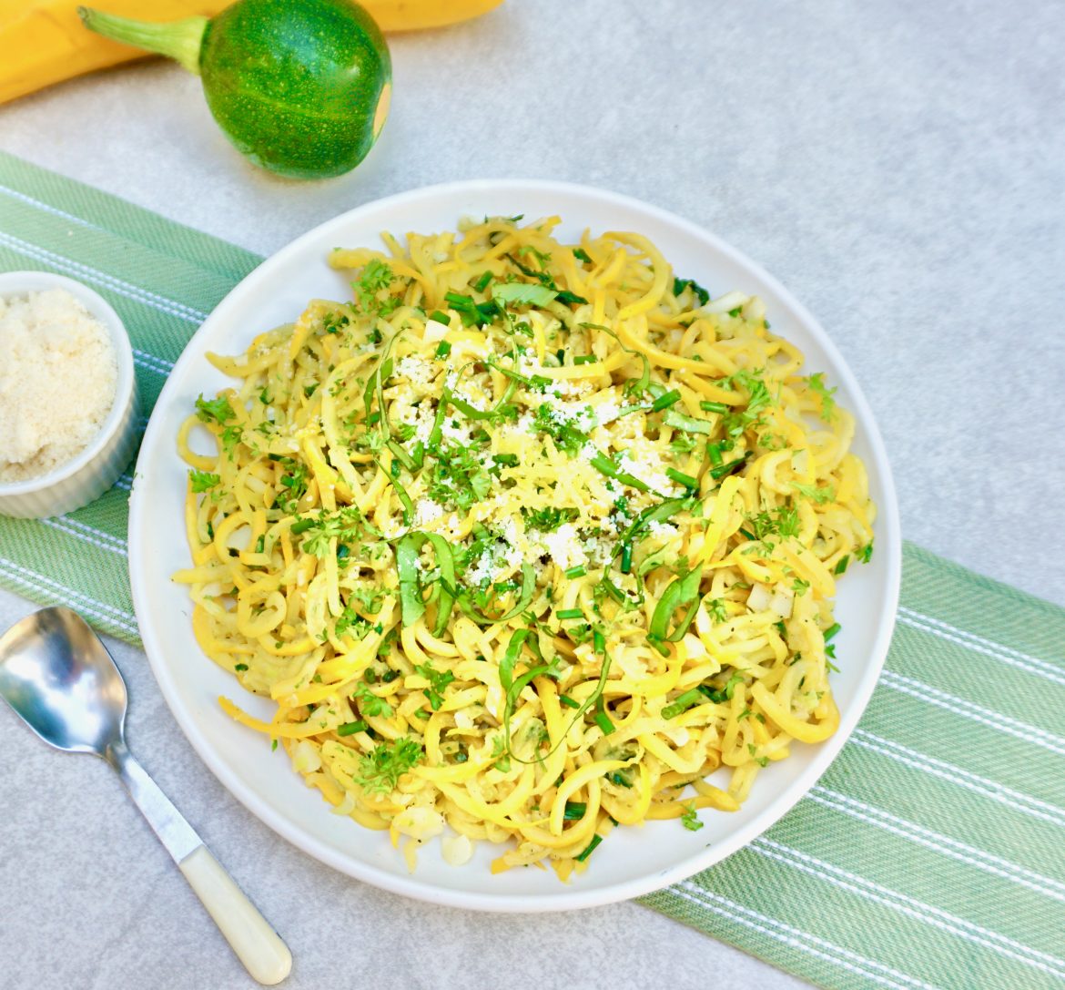 Easy Summer Squash Zoodles Spiralized Yellow Squash