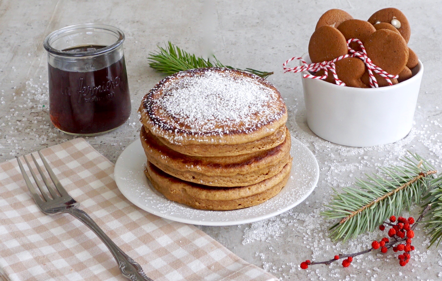 Gingerbread Pancakes have all the flavors of the cookies.