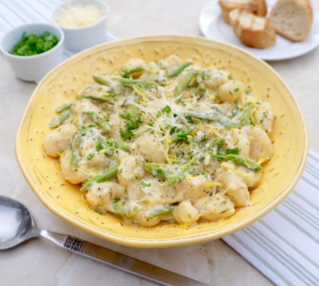 Creamy One Pot Asparagus Gnocchi Vegetarian Recipe