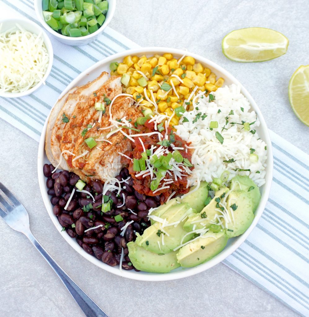 Chicken Burrito Bowl is a healthy, flavorful, Mexican inspired bowl.