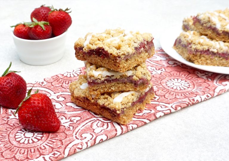 Strawberry Rhubarb Bars Oatmeal Crumble Recipe