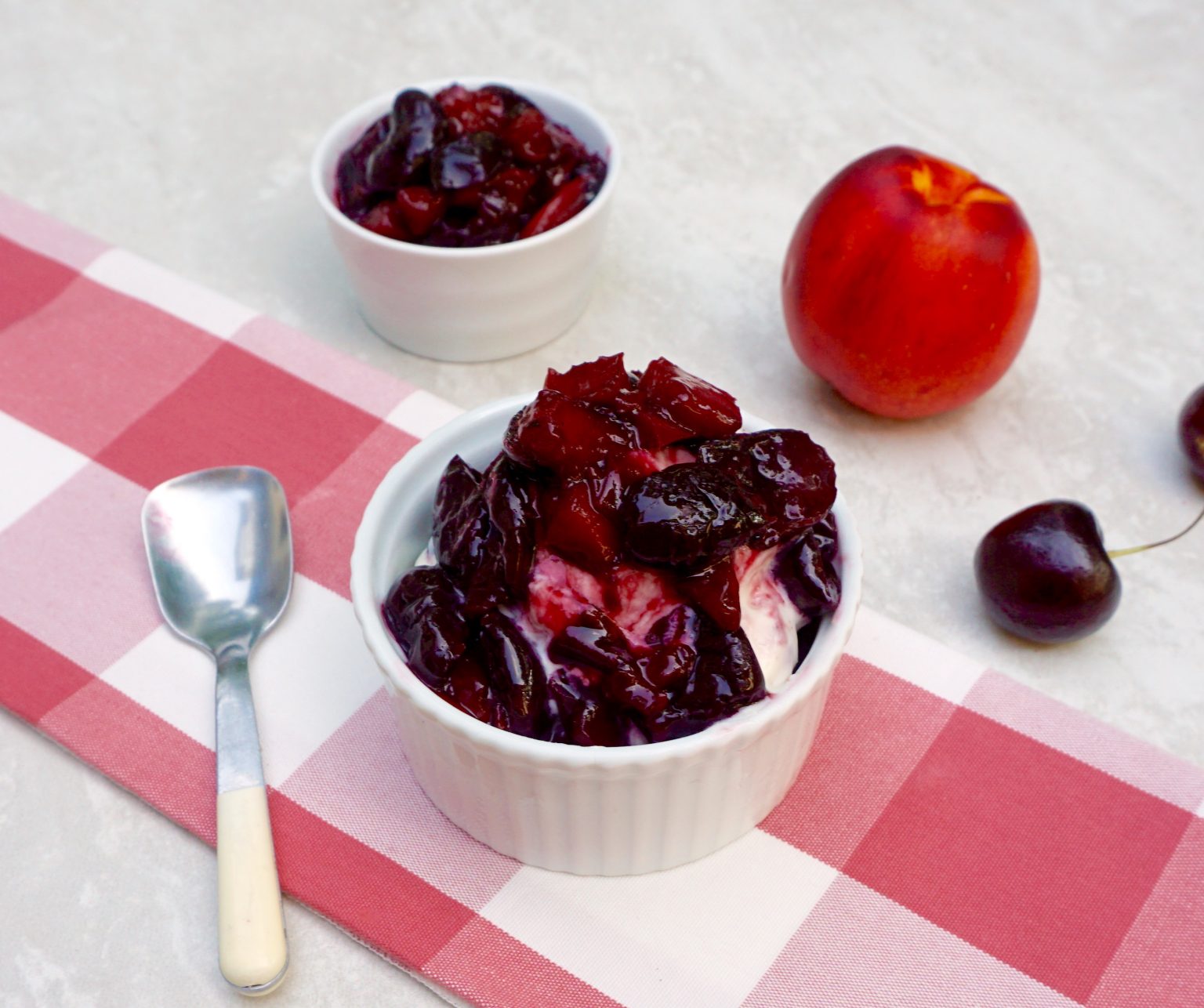 Cherry Nectarine Compote is a simple seasonal topping.