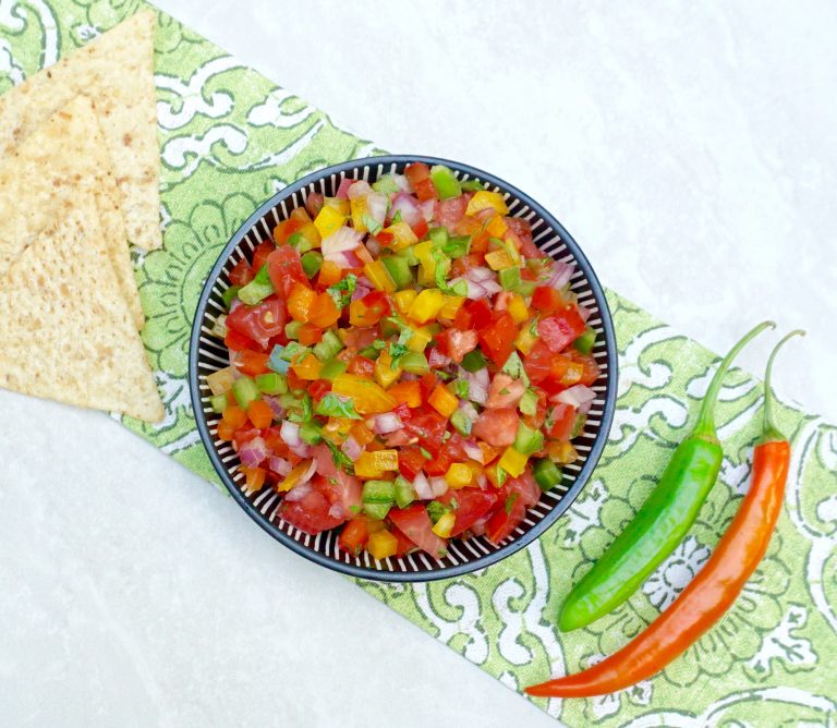Bell Pepper Salsa Easy Fresh Chunky Homemade Recipe