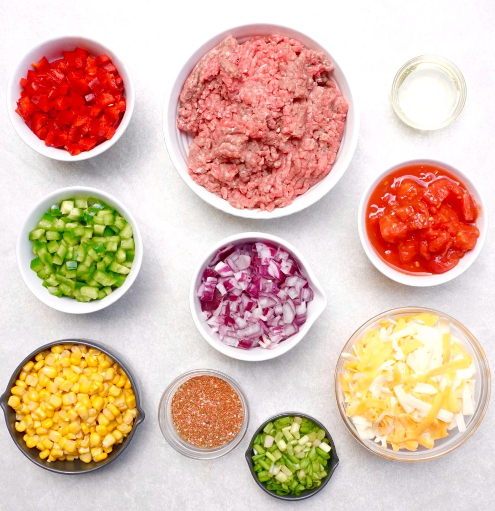 Ingredients to make the taco skillet