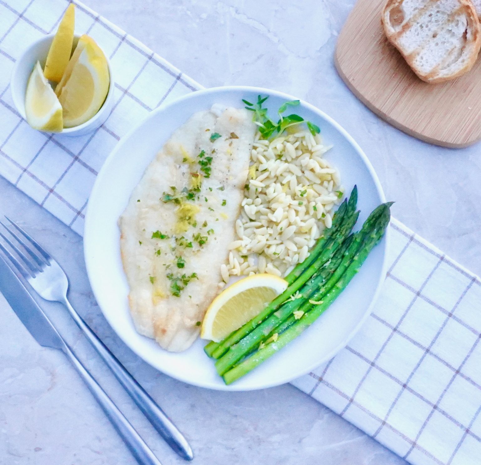 Grey Sole Meunière is cooked in butter with lemon and parsley