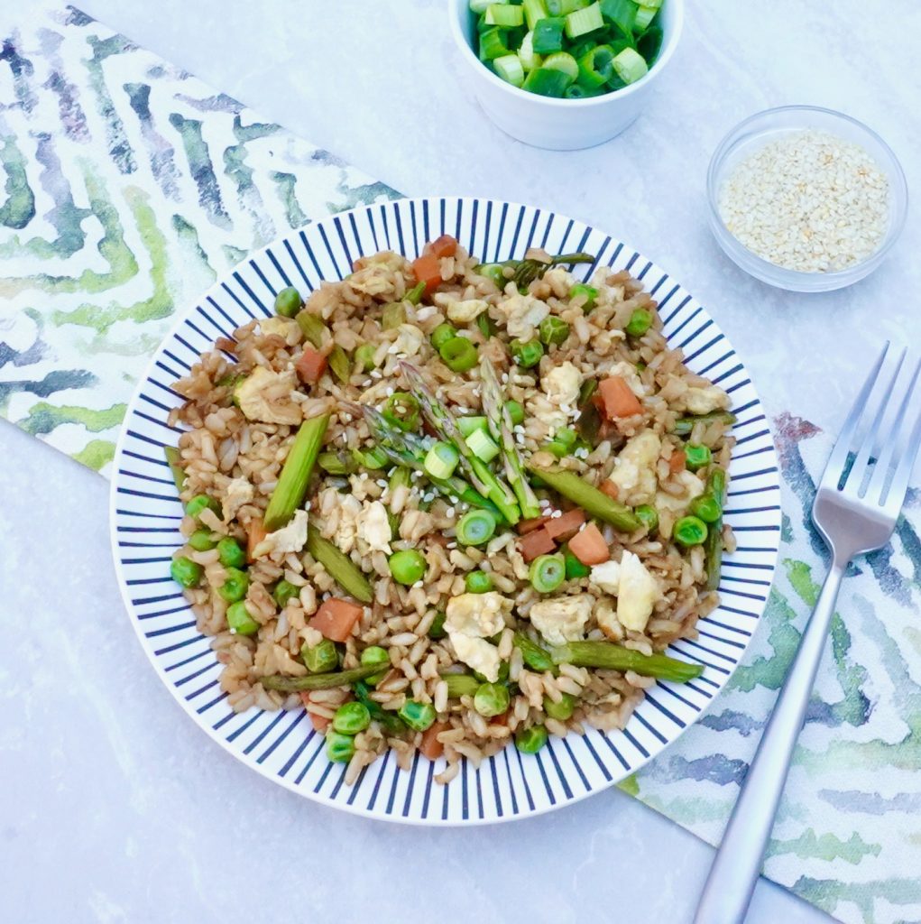 Asparagus Fried Brown Rice