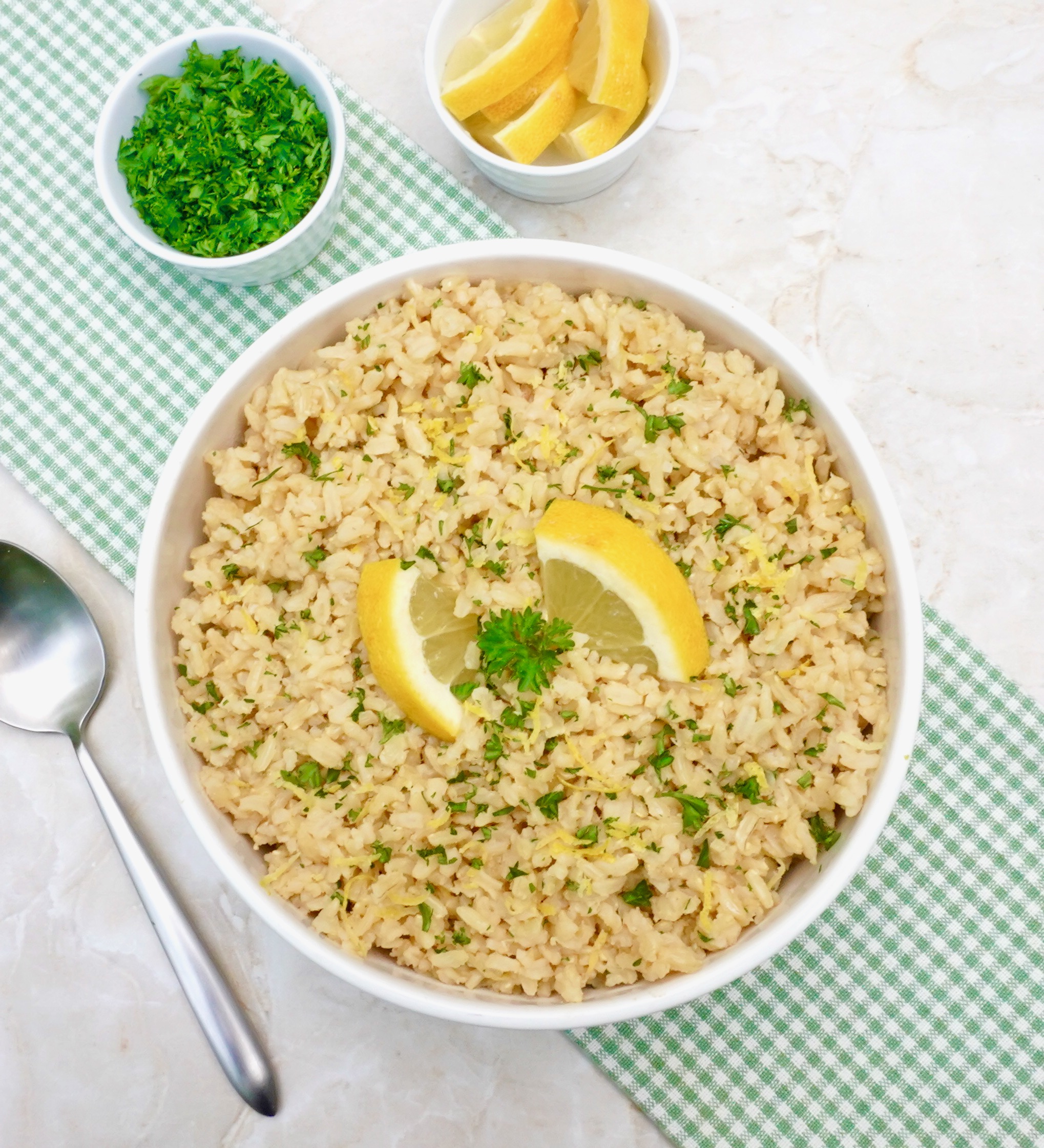Healthy Lemon Parsley Brown Rice Side Dish Recipe