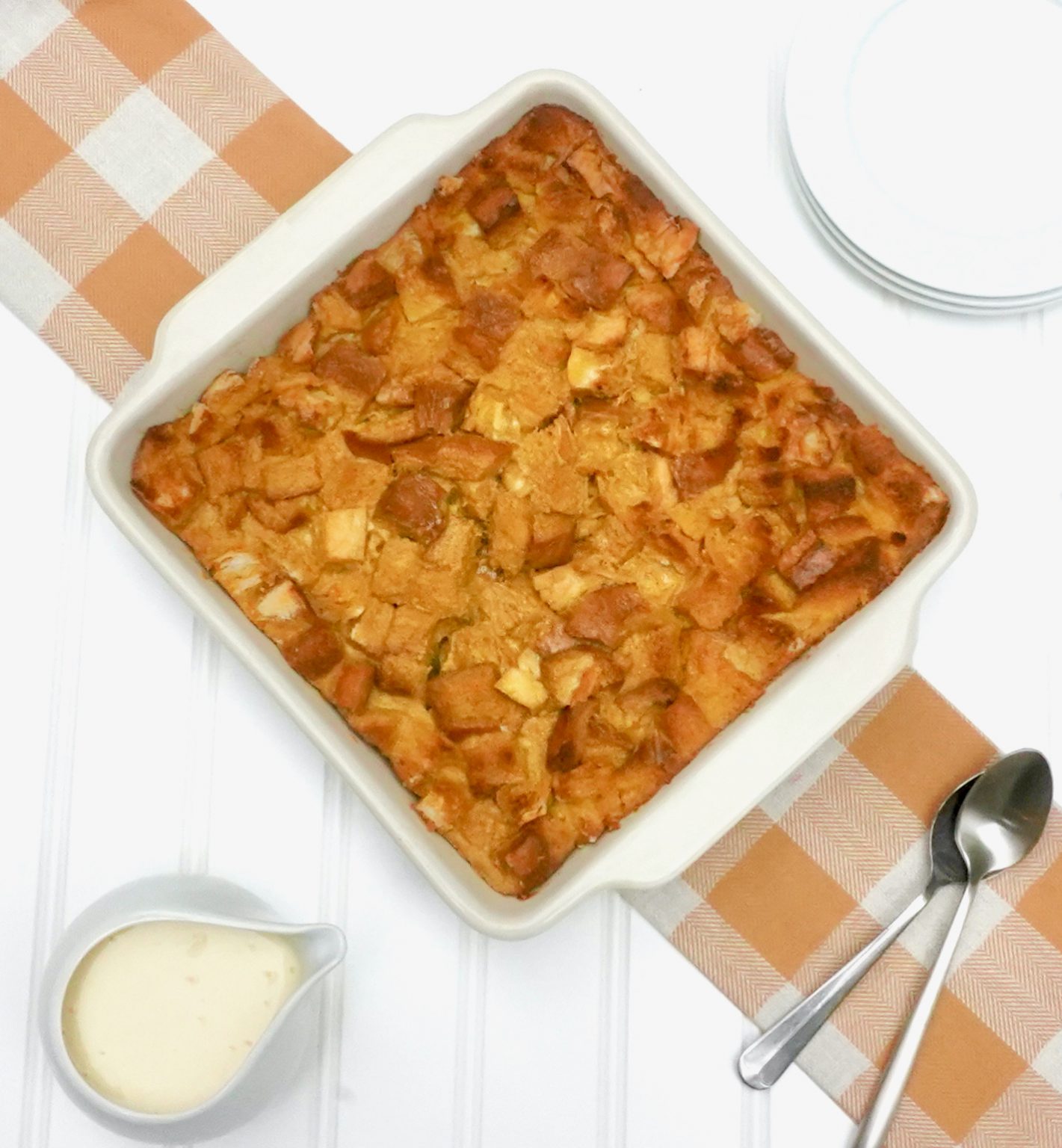 Easy Pumpkin Rum Bread Pudding with Hot Rum Sauce
