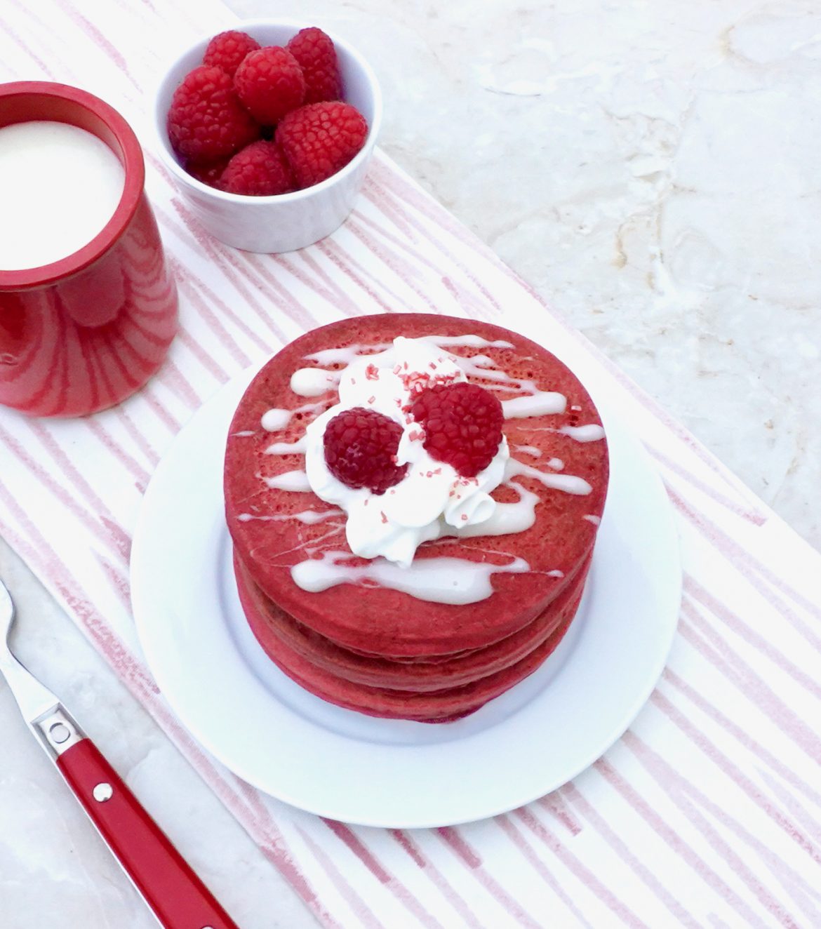 Red Velvet Pancakes with Cream Cheese Glaze Recipe