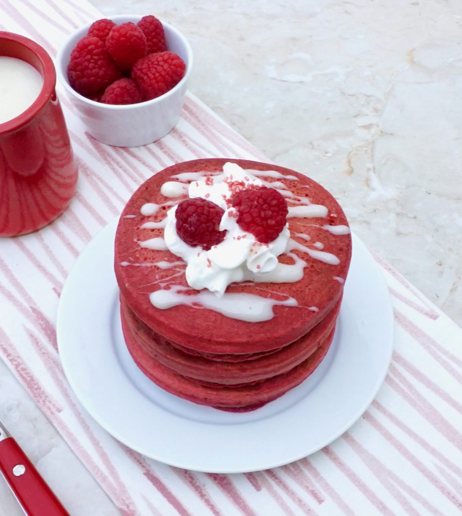 Red Velvet Pancakes with Cream Cheese Glaze Recipe