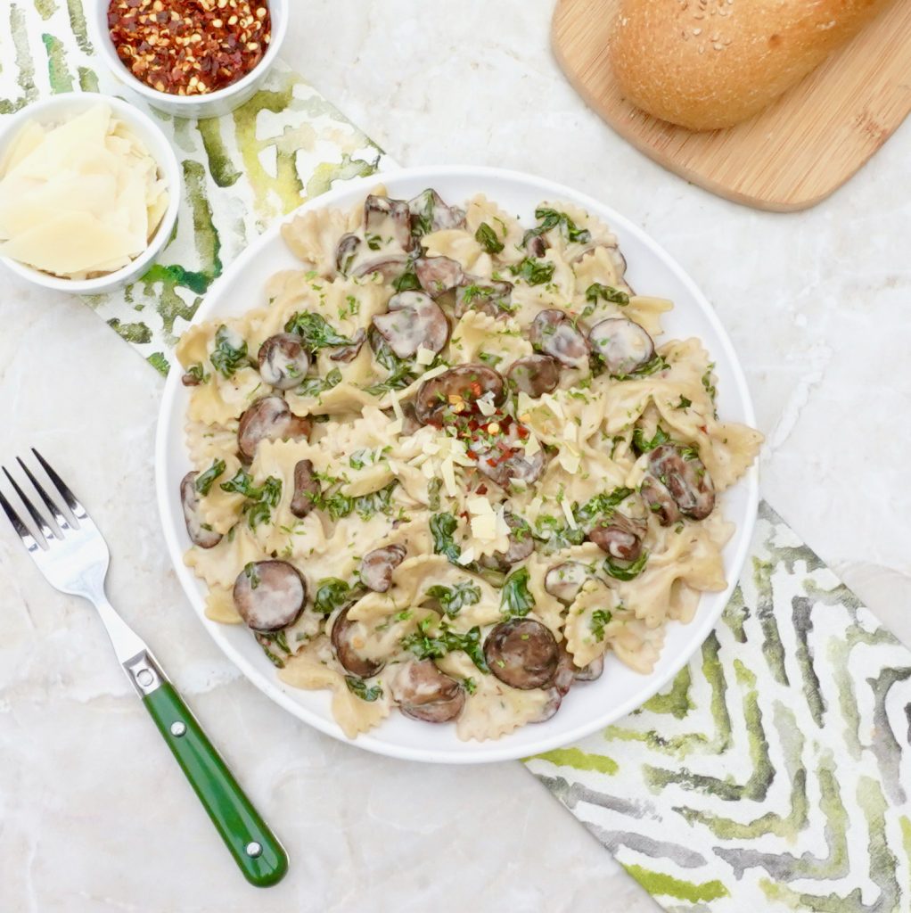 Creamy Mushroom Spinach Bowties