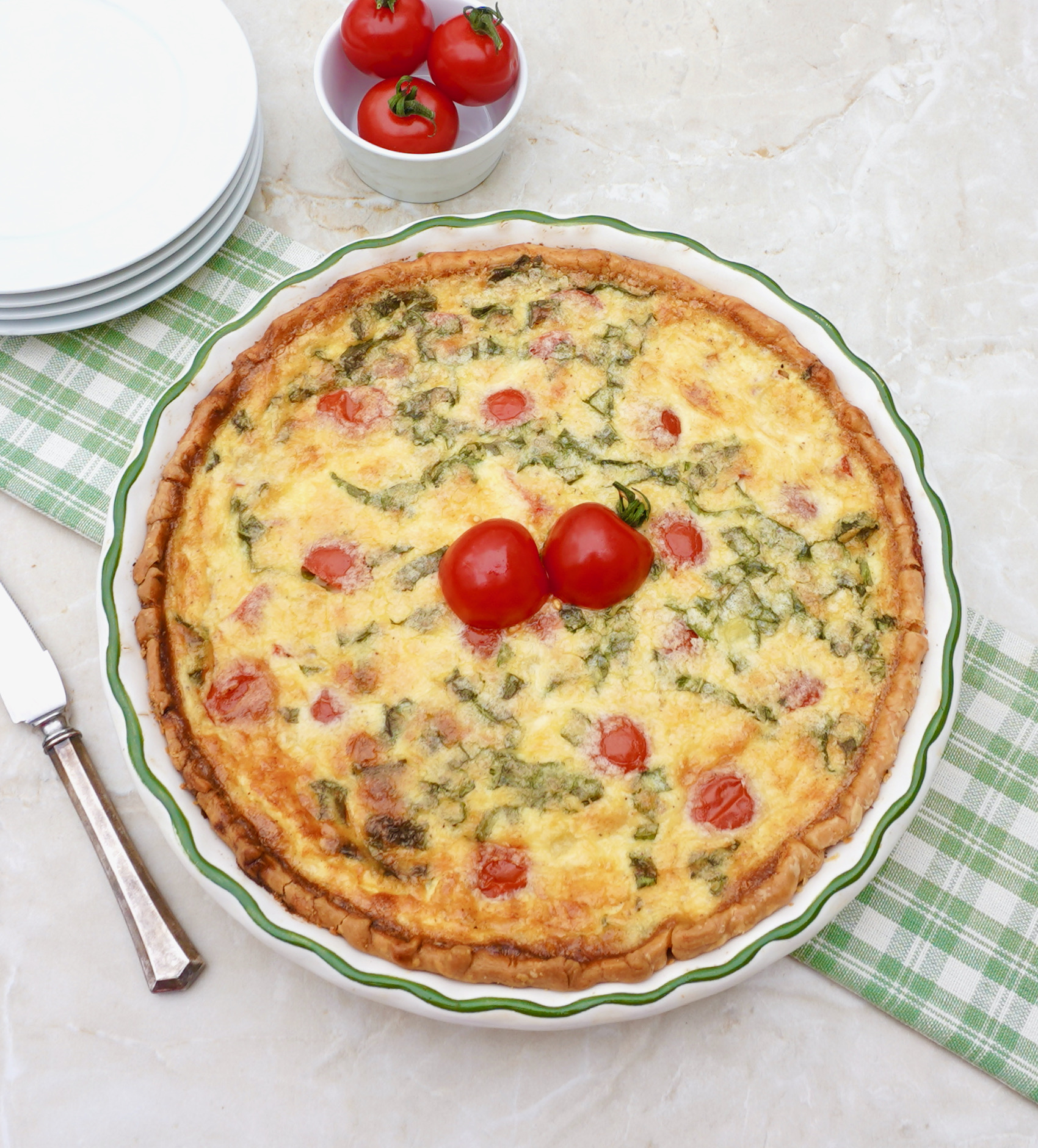 Tomato Basil Quiche With Cheese Easy Brunch Recipe
