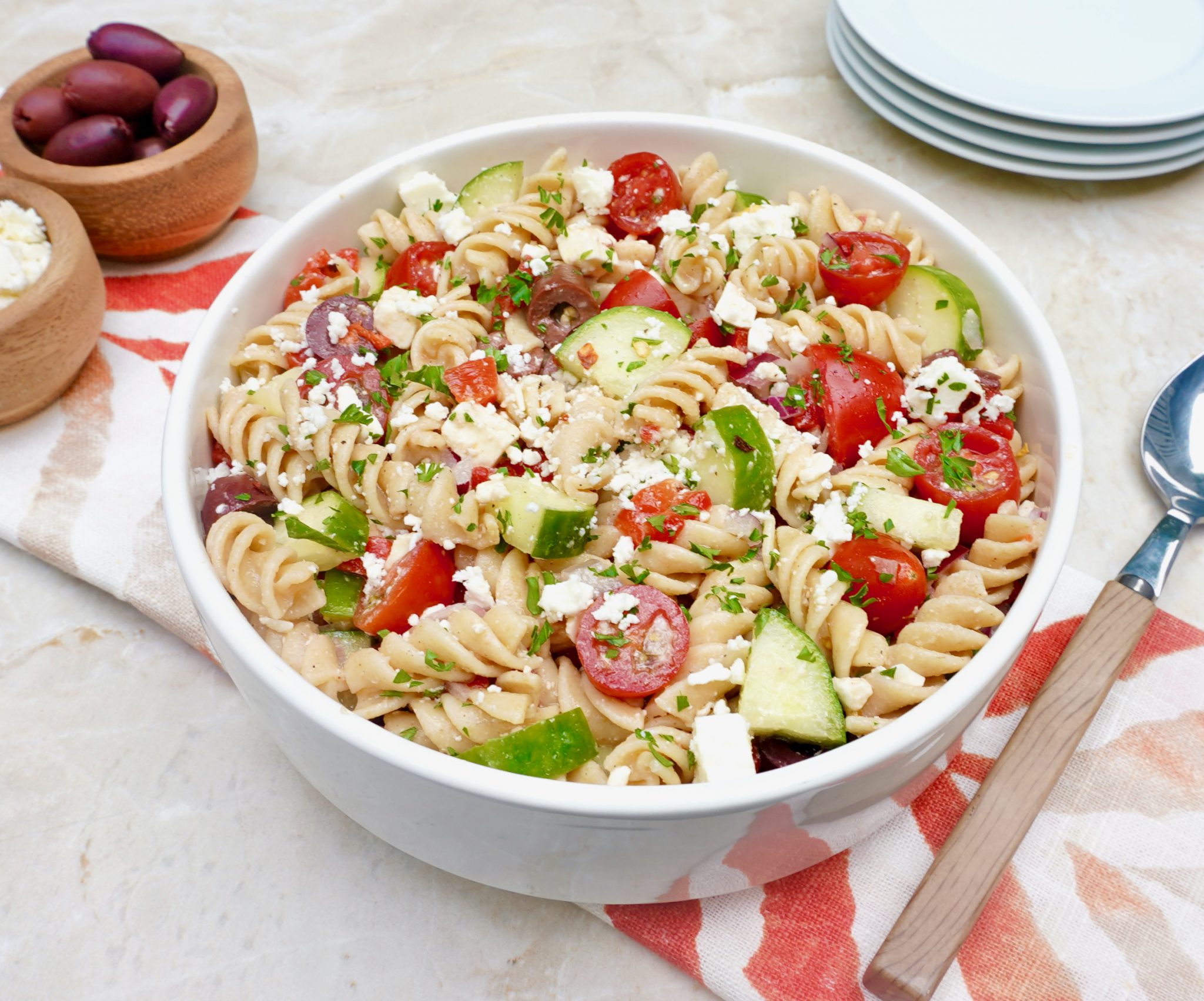 Easy to Make Greek Whole Wheat Pasta Salad Recipe