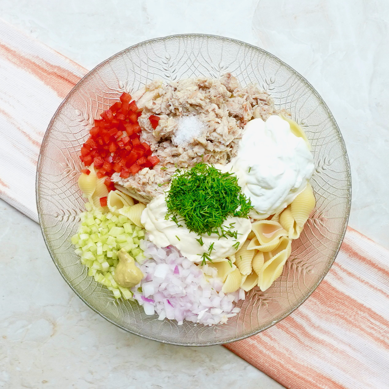 Easy to Make Crab Meat Pasta Salad with fresh crab