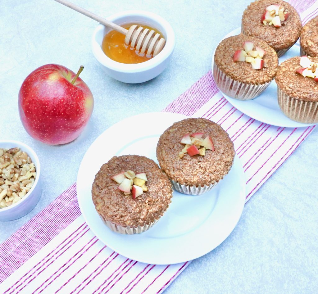 Apple Walnut Honey Bran Muffins