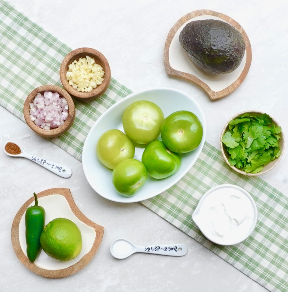 Ingredients to make the salsa verde